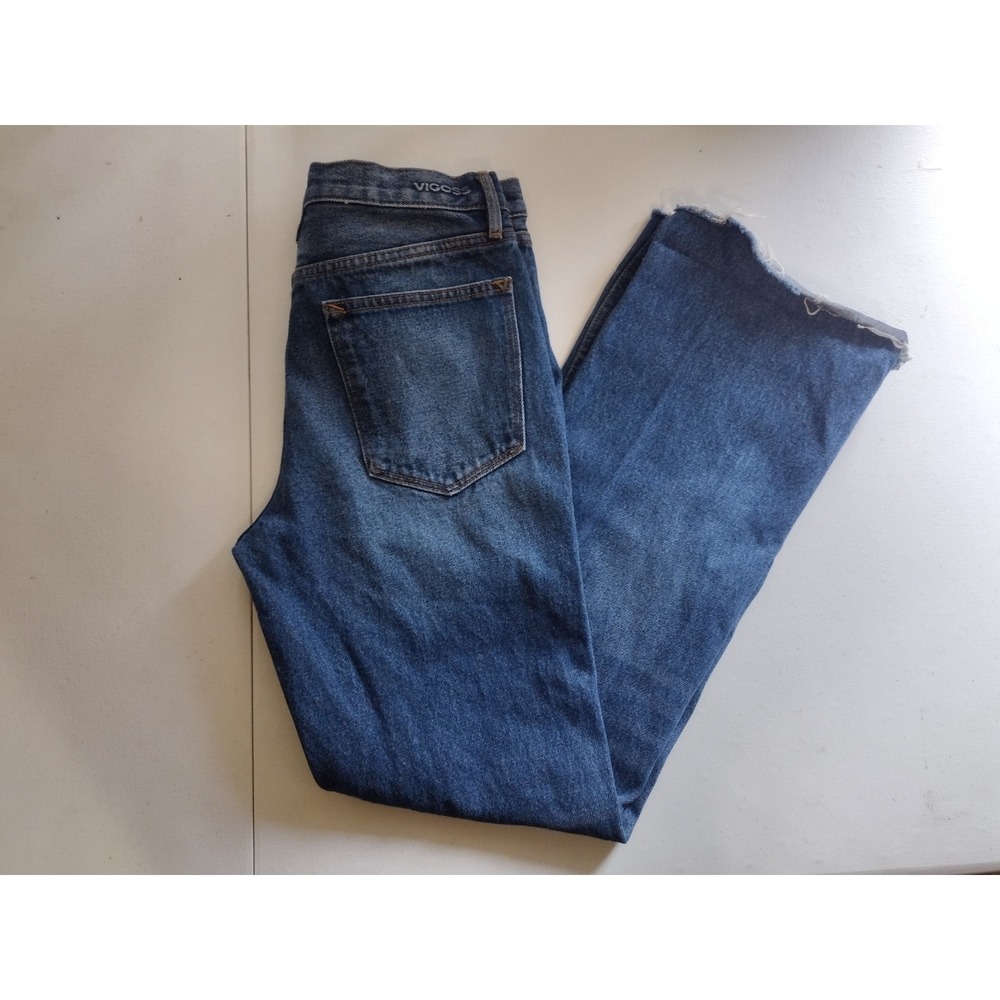 Vigoss Royce 70S Flare Jeans Women's Size 25 Medium Wash Distressed Hem Denim